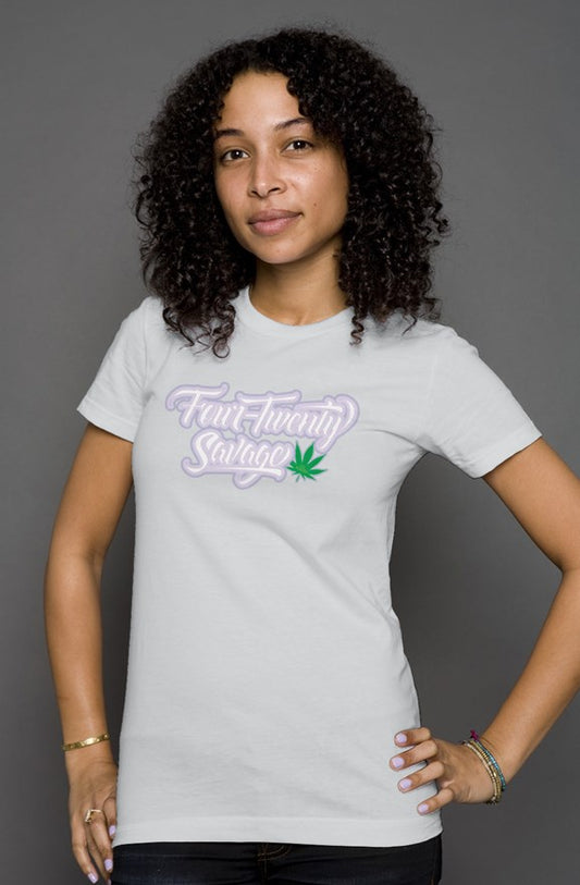 420 Savage Women's Fitted Tee- Lavender Love